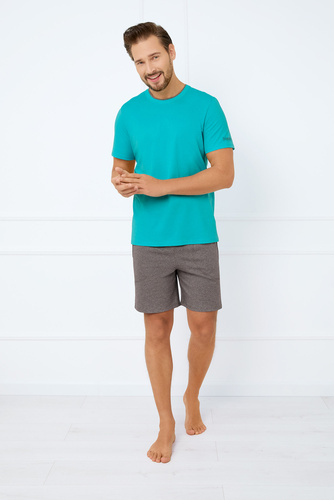 Krystian Pánske pyžamo s krátkym rukávom, šortky Italian Fashion - tyrkysové
