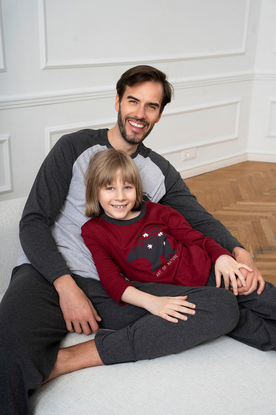 Chlapčenské pyžamo Morten Italian Fashion burgundy/c.melange