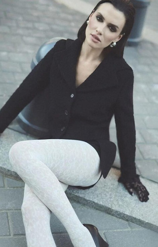 1235 Perse pančuchy Gabriella ecru- ornament 60 den, 3D technológia