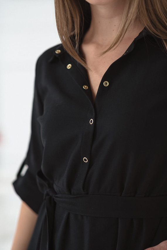 Milk&Love tehotenská a dojčiaca košieľka čierna | Modal, 3/4 rukávy, regulácia v páse