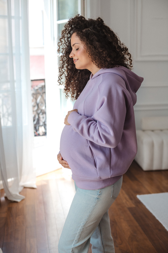 Tehotenská a dojčiaca mikina Milk&love Motherhood oversize tichofialová