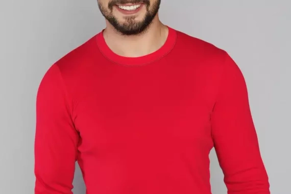 Narwik Pánske pyžamo s dlhým rukávom, dlhé nohavice Talianska móda - červená/potlač