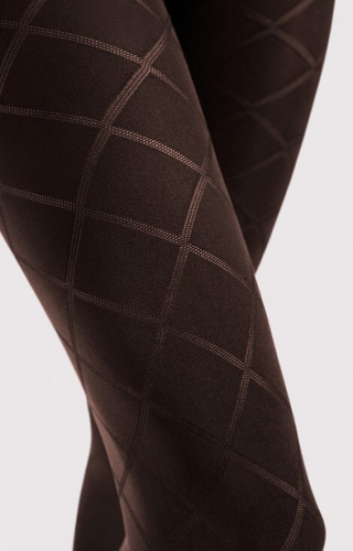 G 6129 Fusil Tights Fiore 40 den mocca geometrické kosoštvorce, mikrovlákno