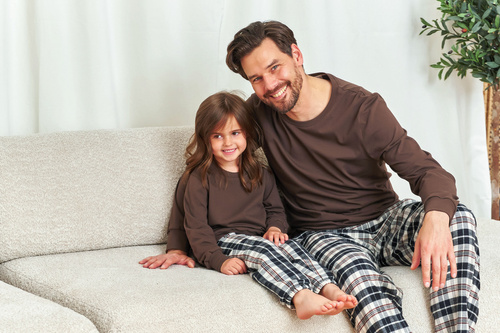 7335 Detské pyžamo Doctor Nap - bavlna a flanel, unisex, károvaný vzor Brownie