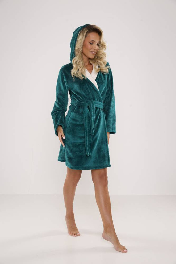 627 Soraya Dámsky krátky župan Forex - zelená / ecru