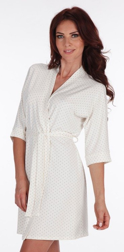 941 Dots Dámsky krátky župan Forex - ecru