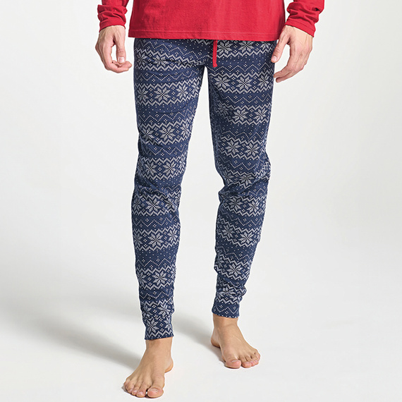 Albano Pánske pyžamo Sorbetto červené - Vianočné, s tučniakom