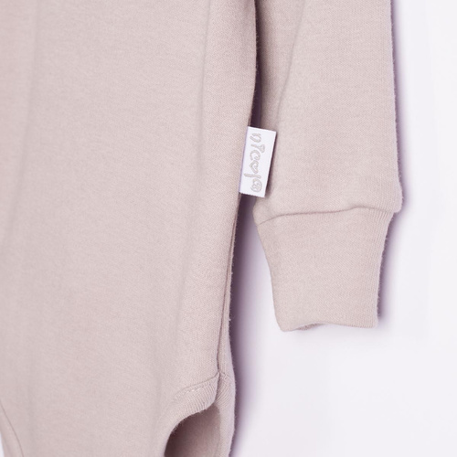 228096 Nicol FARMA dojčenské body sivé s dlhým rukávom Henley bavlna