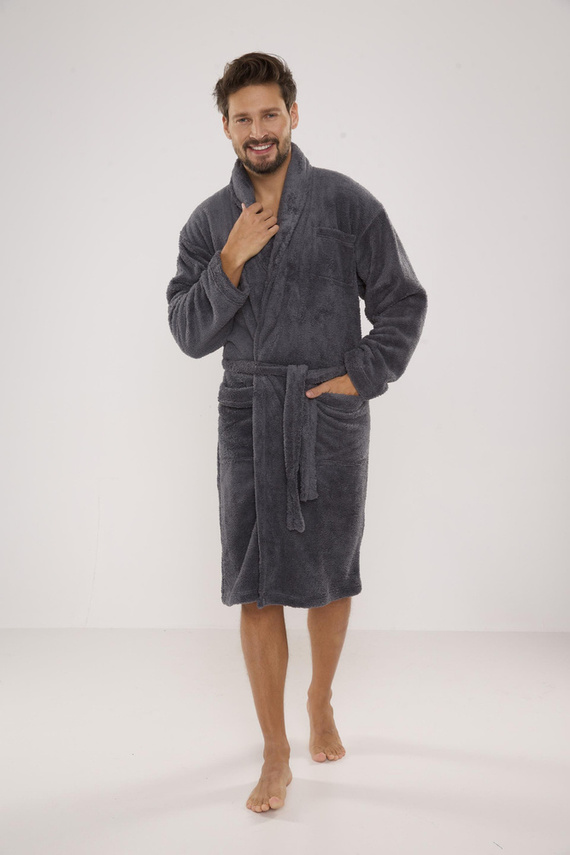 811 De Lafense pánsky plyšový župan - sivý