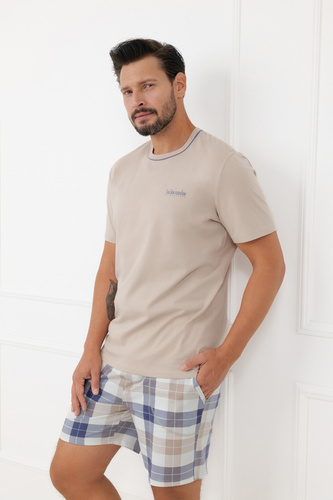 Pánske pyžamo Juno Italian Fashion 100% bavlna krátky rukáv šortky