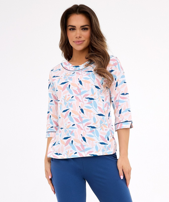 Amelia 732/452 Dámske pyžamo Cornette modré - bavlna, 3/4 rukáv, pohodlie a štýl