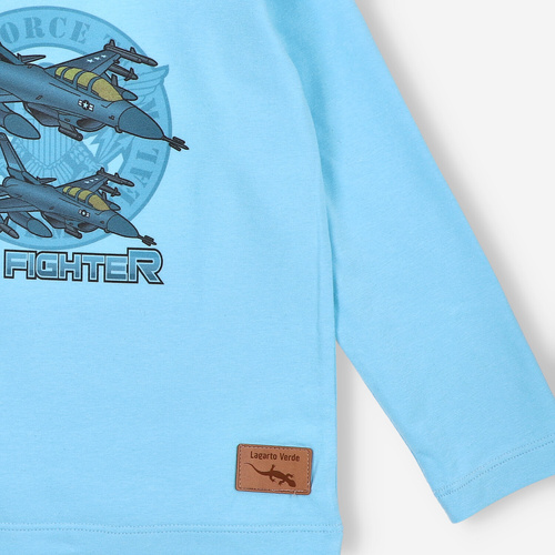 KAR-1014 Chlapčenská blúzka s dlhým rukávom Lagarto Verde modrá - bavlna s elastanom, poľská výroba