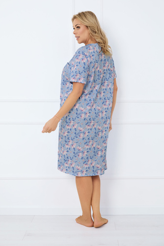 Nočná košeľa Facelia s rozopnutými gombíkmi, krátky rukáv Talianska móda - potlač