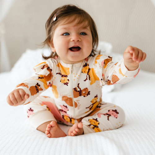 Detský župan Fluffy Tails Eevi - ecru, potlač, bez nožičiek, zips