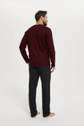 Elijah Pánske pyžamo a nohavice s dlhým rukávom Italian Fashion - potlač/čierna