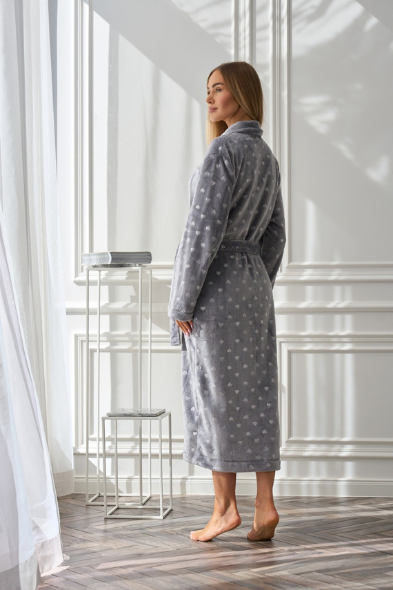 2552 Cora Dámsky dlhý župan L&L sivý - elegancia a pohodlie v jednom