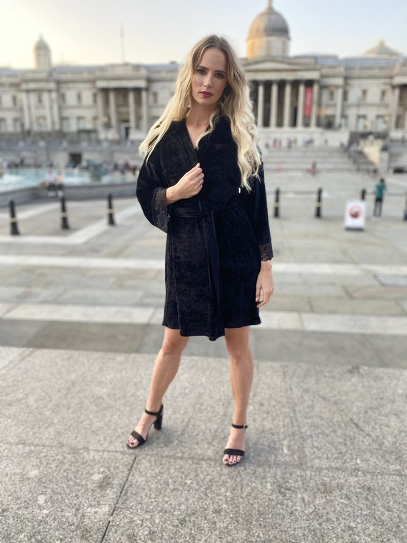 457 Milagros Dámsky krátky župan Forex - čierny