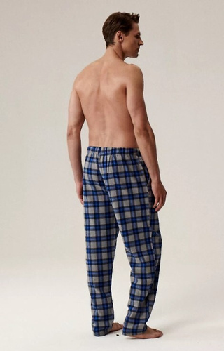NMB -045 Atlantic grey - pánske kockované flanelové pyžamové nohavice