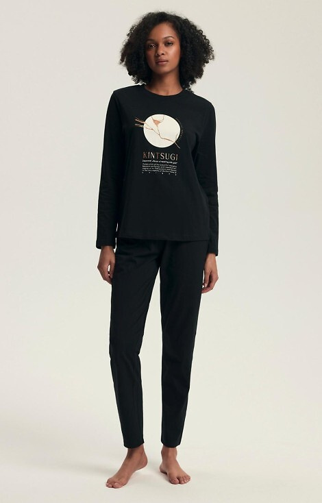 43727 Dairoku Henderson dámske pyžamo čierne - bavlna, dĺžka. rukávy a nohavice