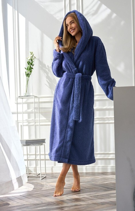 2556 Heaven Dámsky dlhý župan L&L s kapucňou - námornícky