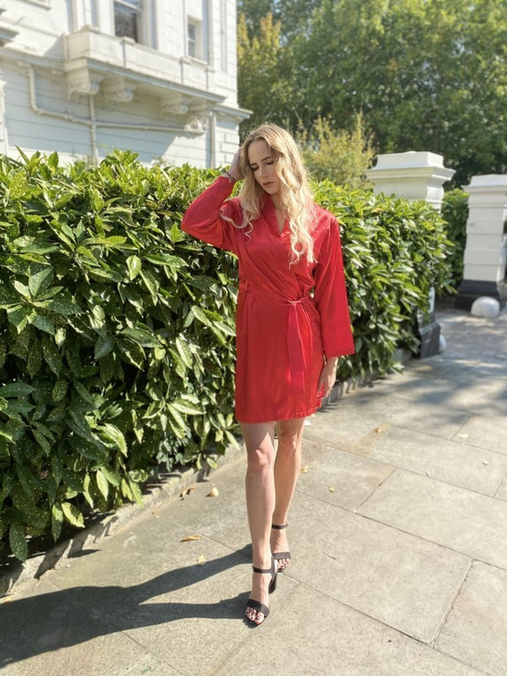 797 Klasický dámsky župan Forex - červený