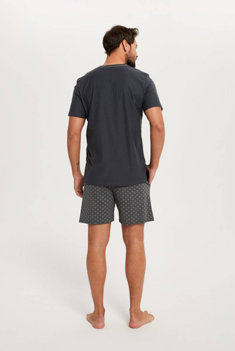 Abel Pánske pyžamo s krátkym rukávom, šortky Talianska móda - grafit/potlač