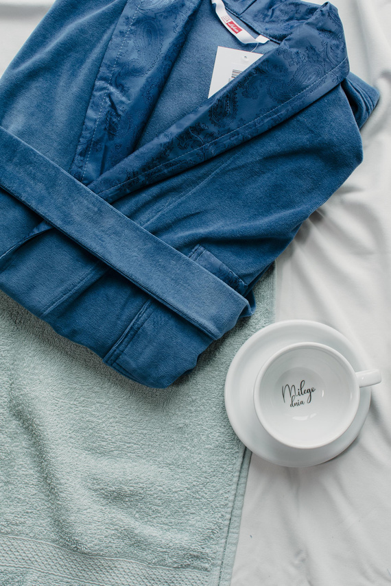 866 Noble Pánsky velúrový župan De Lafense - krátky, elegantný, bavlna - denim