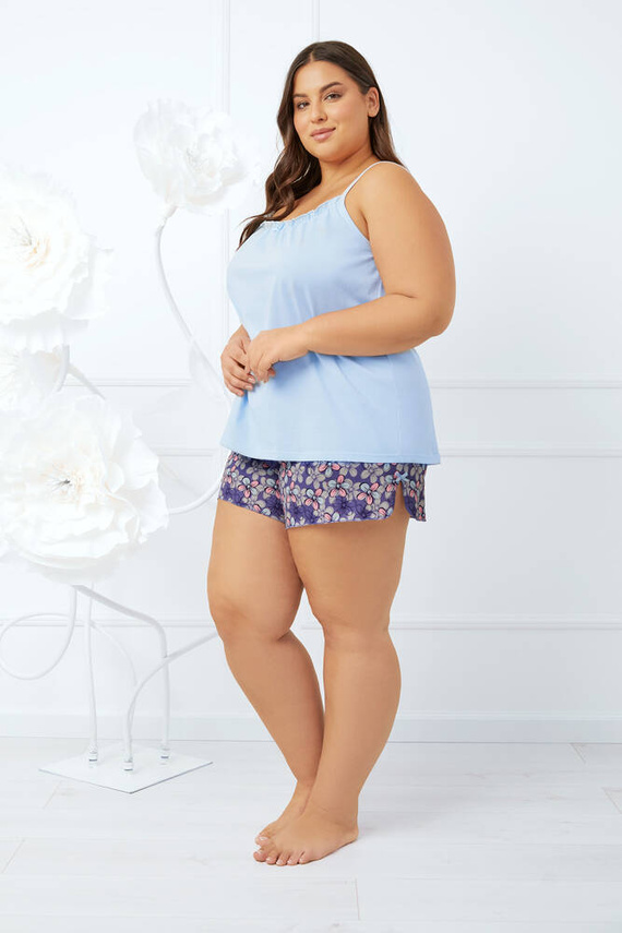 Gonesa Dámske pyžamo slim-fit, šortky Italian Fashion - modrá/print