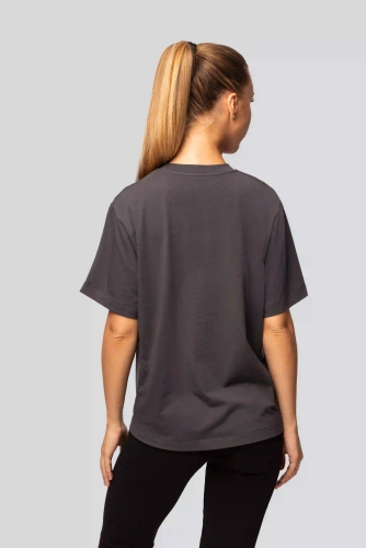 Dámske bavlnené tričko Urban v grafitovej farbe - krátky rukáv, klasický strih, módne s rozparky | Vysokokvalitný materiál, pružnosť