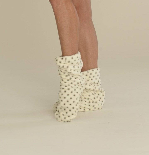 553/554 Wellsoft hladké ponožky na spanie De Lafense - ecru malé bodky