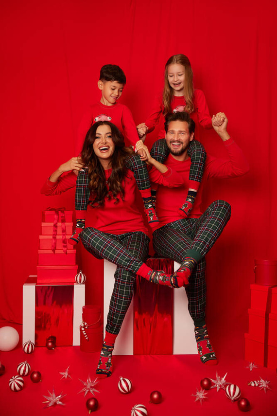 Foggia Dámske pyžamo s dlhým rukávom a dlhými nohavicami Italian Fashion - červená/potlač