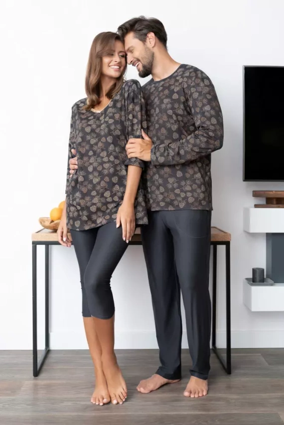 Pinnia Dámske pyžamo s 3/4 rukávmi, 3/4 nohavice Italian Fashion - potlač/grafit