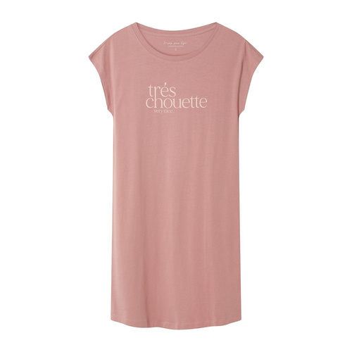 Dámska nočná košeľa 44490 Emela broskyňová Henderson, 100% bavlna, krátky rukáv, polkruhový výstrih