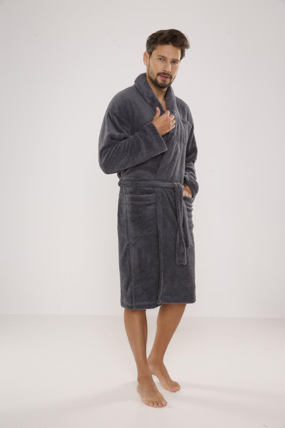 811 De Lafense pánsky plyšový župan - sivý