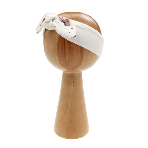 216065 Lala Nicol čelenka - krémová bavlna s veľkou mašľou