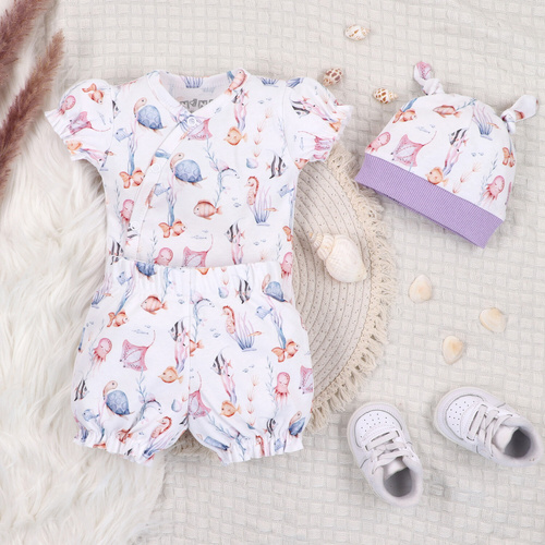 ABN-5489 Detské šortky z organickej bavlny Underwater World Nine, pre dievčatá