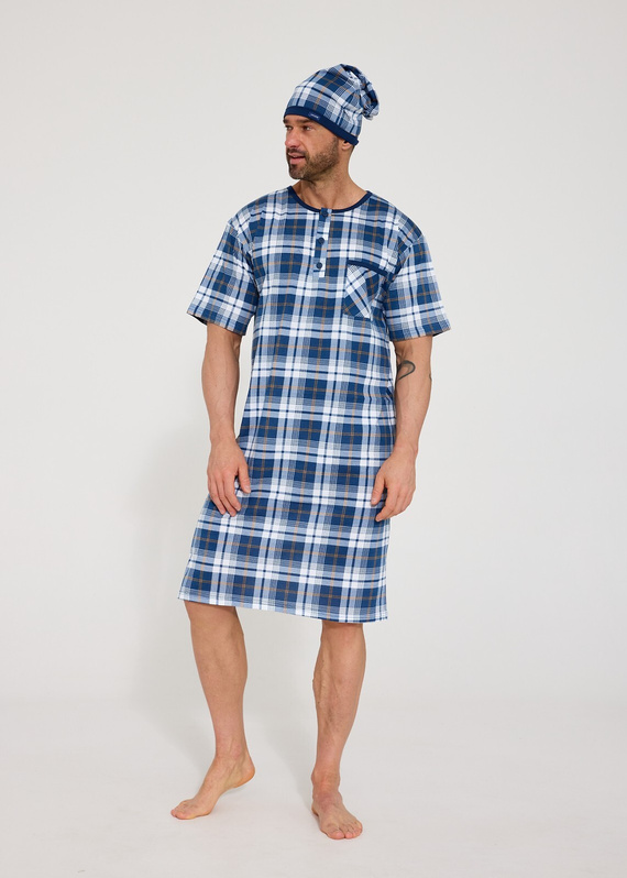 Cornette 109/37– pánska nočná košeľa 100% bavlna, krátky rukáv, gombíky a vrecko