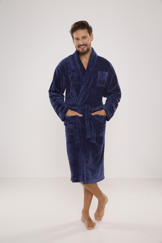 811 De Lafense pánsky plyšový župan - denim