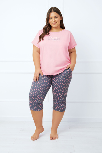 Lotte Dámske pyžamo s krátkym rukávom, 3/4 nohavice Talianska móda - ružová/potlač