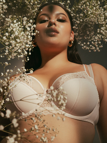 2163 Ava Powder Pink Semi Soft Maxi podprsenky - Polovystužená podprsenka pre veľké poprsie s čipkou