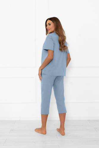 Dámske pyžamo Ksara - krátky rukáv, nohavice 3/4, bavlna Italian Fashion - oceľ