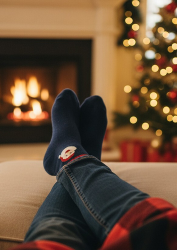 U04.N56 Ponožky Christmas Gatta - unisex bavlnené ponožky s vianočným motívom, vzor 999 navy