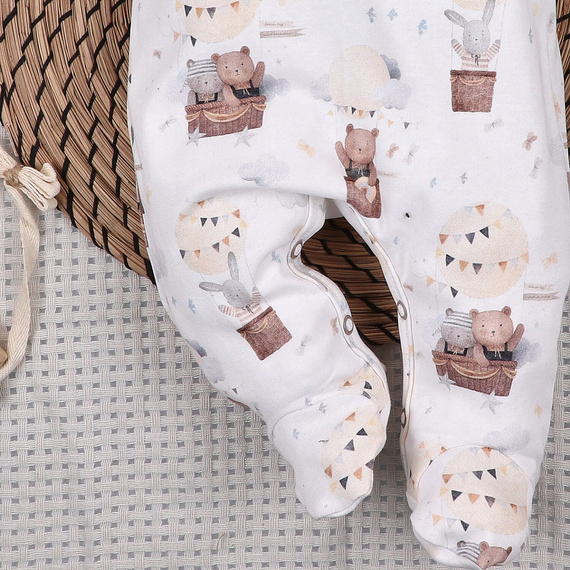 ABN-5537 Nini Happy Animals detské dupačky z organickej bavlny - bezniklové patentky, hypoalergénne, poľská výroba