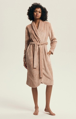 43595 Dextra Henderson broskyňový dámsky župan - mäkký, viazaný, nad kolená