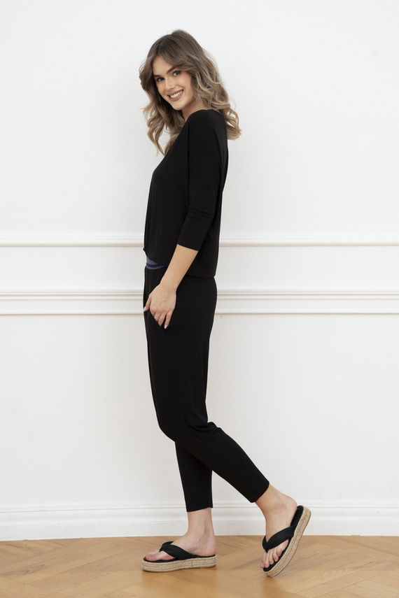 Štýl Dámsky set s 3/4 rukávmi, dĺžka.talianske módne nohavice čierne