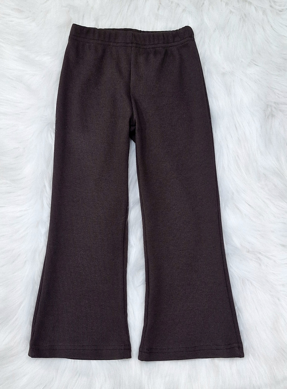 Bambarillo čokoládové rebrované zvonové nohavice - rebrovaný úplet, bavlna s elastanom