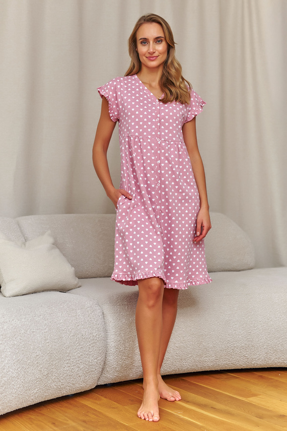 7303 Doctor Nap - Nočná košeľa pre tehotné a dojčiace ženy | Bavlna s elastanom, poľská výroba - moka mousse