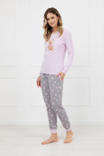 Sara Dámske pyžamo Italian Fashion pink - bavlna, dlhý rukáv a nohavice