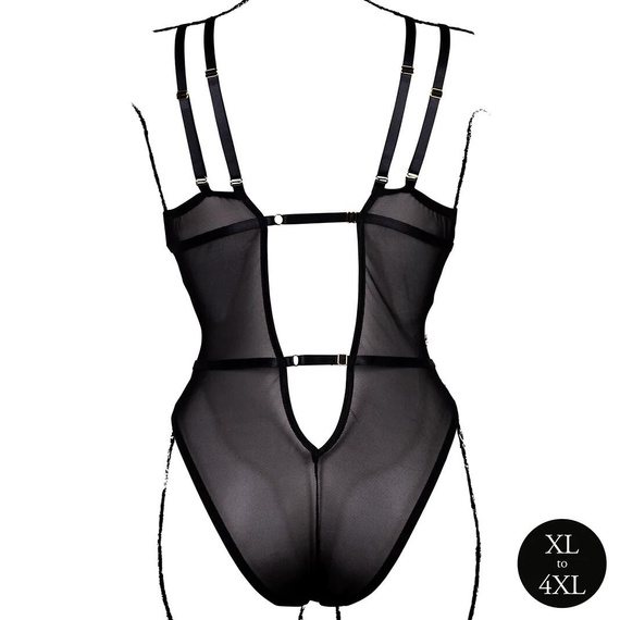 Body AMR006 Amour Le Désir čipkované body plus size XL-4XL čierne