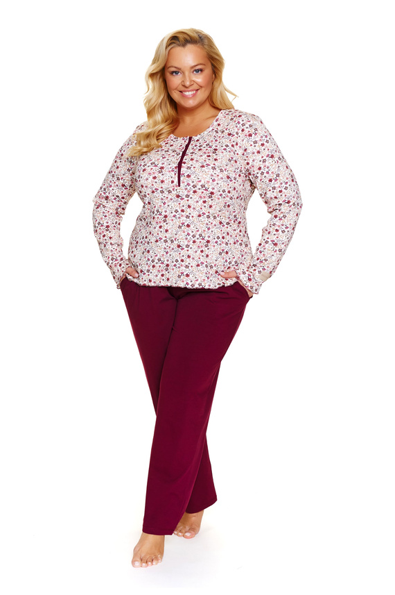 7307 Doctor Nap - Dámske plus size pyžamo na zips | 95% bavlna, poľská výroba - flores